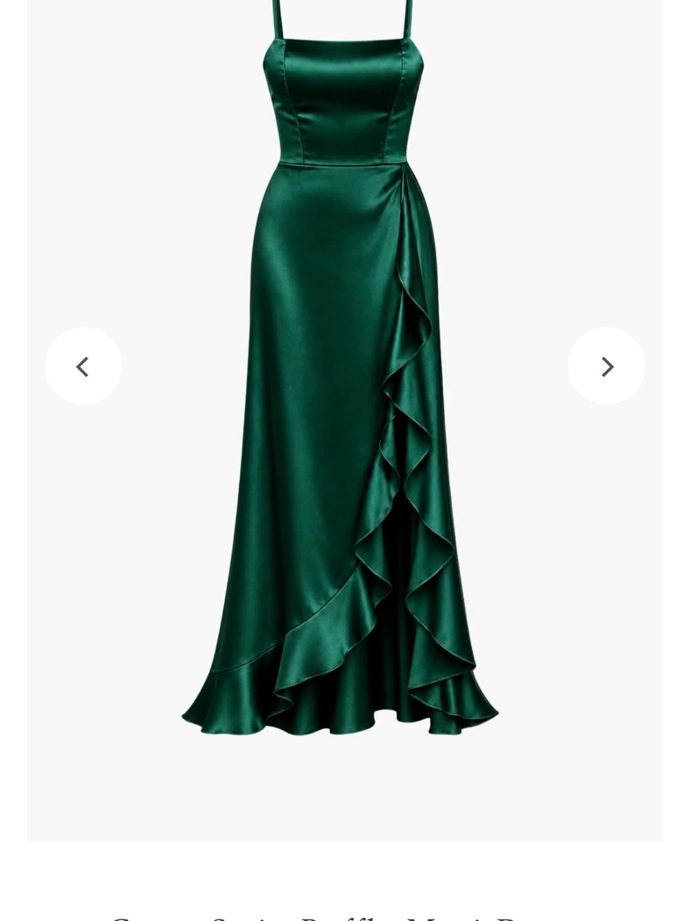 Satin Emerald Backless Ruffle Slip Dress